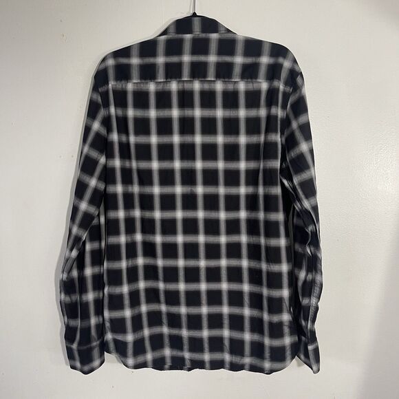 Calvin Klein Men’s Black Gray Checkered Long Sleeve Button Up Shirt Size L - Picture 4 of 7